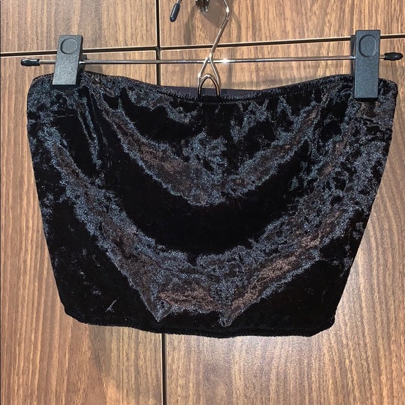 Forever 21 Tops - Forever 21 Black Velvet Sheer Tube Top Crop NWOT